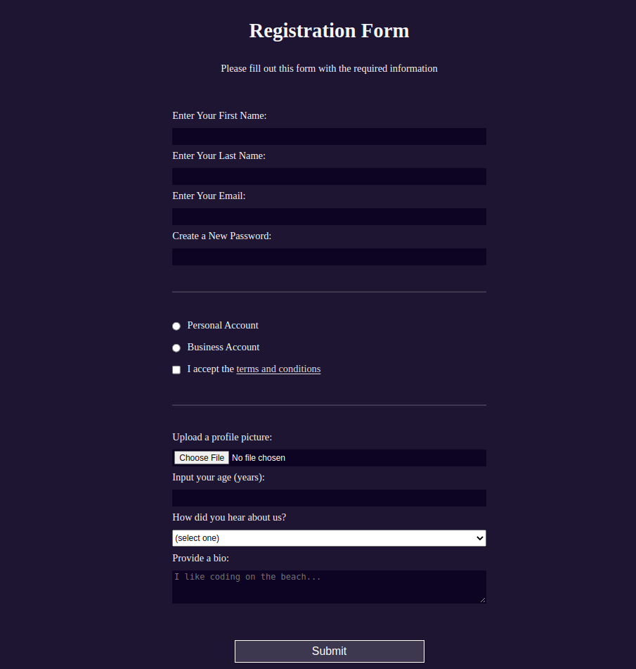 Learn HTML Forms by Building a Registration Form