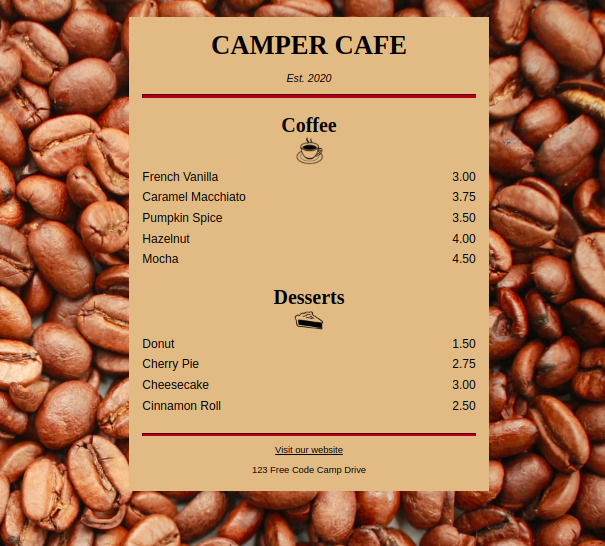 Learn Basic CSS by Building a Cafe Menu